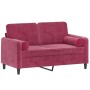 Sofá de 2 plazas con cojines terciopelo rojo tinto 120 cm de , Sofás - Ref: Foro24-3200875, Precio: 251,76 €, Descuento: %
