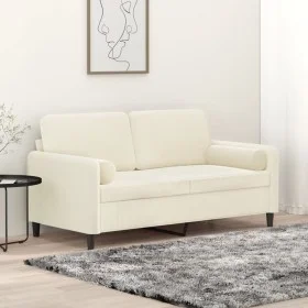 Sofá de 2 plazas con cojines terciopelo color crema 140 cm de , Sofás - Ref: Foro24-3200889, Precio: 263,14 €, Descuento: %