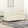Sofá de 2 plazas con cojines terciopelo color crema 140 cm de , Sofás - Ref: Foro24-3200889, Precio: 263,14 €, Descuento: %