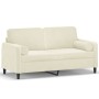 Sofá de 2 plazas con cojines terciopelo color crema 140 cm de , Sofás - Ref: Foro24-3200889, Precio: 268,22 €, Descuento: %