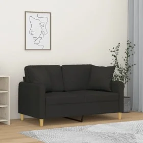 Sofá de 2 plazas con cojines tela negro 120 cm de , Sofás - Ref: Foro24-3200905, Precio: 243,75 €, Descuento: %