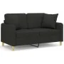 Sofá de 2 plazas con cojines tela negro 120 cm de , Sofás - Ref: Foro24-3200905, Precio: 243,75 €, Descuento: %
