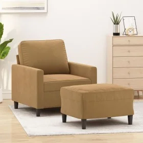 Sillón con taburete terciopelo marrón 60 cm de , Sofás - Ref: Foro24-3201052, Precio: 175,93 €, Descuento: %