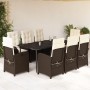 Set comedor para jardín 9 pzas y cojines ratán sintético marrón en Conjuntos de jardín | Comprar online en Foru.es