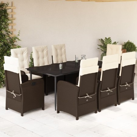 Set comedor para jardín 9 pzas y cojines ratán sintético marrón en Conjuntos de jardín | Comprar online en Foru.es