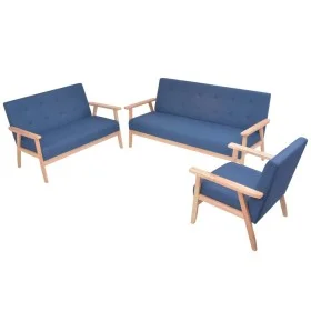 Juego de sofás de tela de 3 piezas color azul de , Sofás - Ref: Foro24-274915, Precio: 656,23 €, Descuento: %