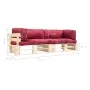 Sofás de palets de jardín 2 pzas con cojines rojos madera pino de , Sofás de exterior - Ref: Foro24-277485, Precio: 230,31 €,...