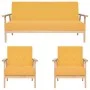 3-Piece Yellow Fabric Sofa Set by , Sofas - Ref: Foro24-279147, Price: 502,74 €, Discount: %