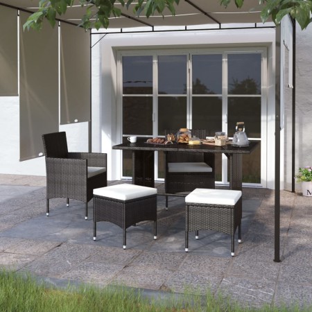 Juego de silla de jardín y taburete 4 piezas ratán PE negro de , Sillas de jardín - Ref: Foro24-310610, Precio: 196,93 €, Des...