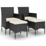 Juego de silla de jardín y taburete 4 piezas ratán PE negro de , Sillas de jardín - Ref: Foro24-310610, Precio: 196,93 €, Des...
