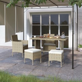 Juego de silla de jardín y taburete 4 piezas ratán PE beige de , Sillas de jardín - Ref: Foro24-310612, Precio: 202,57 €, Des...