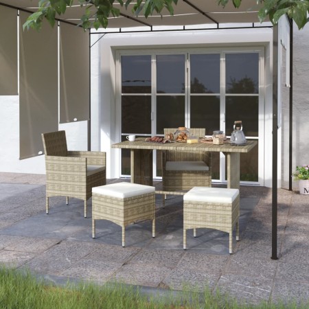 Juego de silla de jardín y taburete 4 piezas ratán PE beige de , Sillas de jardín - Ref: Foro24-310612, Precio: 202,57 €, Des...