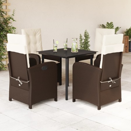 Set comedor de jardín 5 piezas y cojines ratán sintético marrón en Conjuntos de jardín | Comprar online en Foru.es