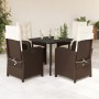Set comedor de jardín 5 piezas y cojines ratán sintético marrón en Conjuntos de jardín | Comprar online en Foru.es