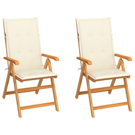 Sillas de jardín 2 uds con cojines crema madera maciza de teca de , Sillas de jardín - Ref: Foro24-3062378, Precio: 284,08 €,...