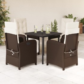 Set comedor de jardín 5 piezas y cojines ratán sintético marrón en Conjuntos de jardín | Comprar online en Foru.es