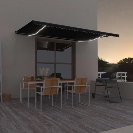 Toldo retráctil manual con luz LED gris antracita 500x350 cm de , Toldos - Ref: Foro24-3069224, Precio: 515,12 €, Descuento: %
