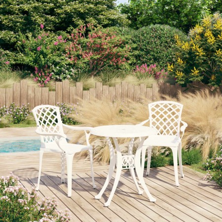 Mesa y sillas de bistró 3 piezas aluminio fundido blanco de , Conjuntos de jardín - Ref: Foro24-3070582, Precio: 430,02 €, De...