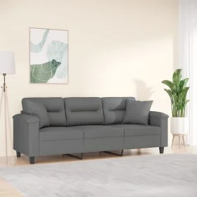 Sofá de 3 plazas con cojines tela microfibra gris oscuro 180 cm de , Sofás - Ref: Foro24-3200979, Precio: 330,55 €, Descuento: %