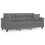 Sofá de 3 plazas con cojines tela microfibra gris oscuro 180 cm de , Sofás - Ref: Foro24-3200979, Precio: 339,22 €, Descuento: %