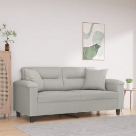 Sofá de 2 plazas con cojines tela microfibra gris claro 140 cm de , Sofás - Ref: Foro24-3200972, Precio: 269,87 €, Descuento: %