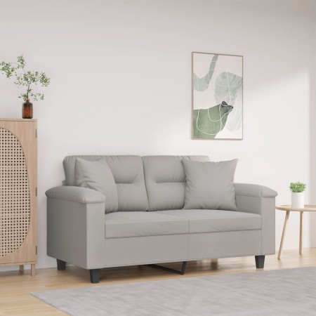 Sofá de 2 plazas con cojines tela microfibra gris claro 120 cm de , Sofás - Ref: Foro24-3200966, Precio: 280,61 €, Descuento: %