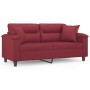 Sofá de 2 plazas con cojines cuero sintético rojo tinto 140 cm de , Sofás - Ref: Foro24-3200991, Precio: 261,97 €, Descuento: %