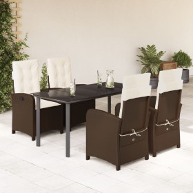 Set comedor de jardín 5 piezas y cojines ratán sintético marrón en Conjuntos de jardín | Comprar online en Foru.es