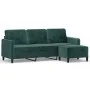 Sofá de 3 plazas con taburete de terciopelo verde oscuro 180 cm de , Sofás - Ref: Foro24-3201176, Precio: 368,71 €, Descuento: %