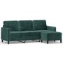 Sofá de 3 plazas con taburete de terciopelo verde oscuro 180 cm de , Sofás - Ref: Foro24-3201176, Precio: 375,98 €, Descuento: %