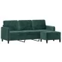 Sofá de 3 plazas con taburete de terciopelo verde oscuro 180 cm de , Sofás - Ref: Foro24-3201176, Precio: 368,71 €, Descuento: %
