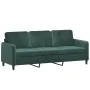 Sofá de 3 plazas con taburete de terciopelo verde oscuro 180 cm de , Sofás - Ref: Foro24-3201176, Precio: 368,71 €, Descuento: %