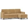 Sofá de 3 plazas con taburete de terciopelo marrón 180 cm de , Sofás - Ref: Foro24-3201181, Precio: 341,61 €, Descuento: %