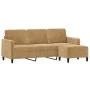 Sofá de 3 plazas con taburete de terciopelo marrón 180 cm de , Sofás - Ref: Foro24-3201181, Precio: 341,61 €, Descuento: %