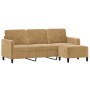 Sofá de 3 plazas con taburete de terciopelo marrón 180 cm de , Sofás - Ref: Foro24-3201181, Precio: 348,81 €, Descuento: %
