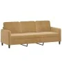 Sofá de 3 plazas con taburete de terciopelo marrón 180 cm de , Sofás - Ref: Foro24-3201181, Precio: 341,61 €, Descuento: %