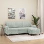 Sofá de 3 plazas con taburete de terciopelo gris claro 180 cm de , Sofás - Ref: Foro24-3201174, Precio: 287,46 €, Descuento: %