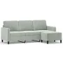 Sofá de 3 plazas con taburete de terciopelo gris claro 180 cm de , Sofás - Ref: Foro24-3201174, Precio: 307,27 €, Descuento: %