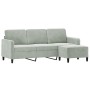 Sofá de 3 plazas con taburete de terciopelo gris claro 180 cm de , Sofás - Ref: Foro24-3201174, Precio: 287,46 €, Descuento: %