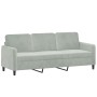 Sofá de 3 plazas con taburete de terciopelo gris claro 180 cm de , Sofás - Ref: Foro24-3201174, Precio: 287,46 €, Descuento: %
