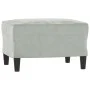 Sofá de 3 plazas con taburete de terciopelo gris claro 180 cm de , Sofás - Ref: Foro24-3201174, Precio: 307,27 €, Descuento: %