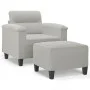 Sillón con taburete tela de microfibra gris claro 60 cm de , Sofás - Ref: Foro24-3201226, Precio: 240,23 €, Descuento: %