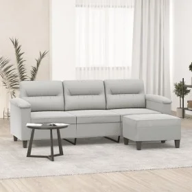 Sofá de 3 plazas y taburete tela microfibra gris claro 180 cm de , Sofás - Ref: Foro24-3201232, Precio: 371,07 €, Descuento: %
