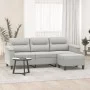 Sofá de 3 plazas y taburete tela microfibra gris claro 180 cm de , Sofás - Ref: Foro24-3201232, Precio: 371,07 €, Descuento: %