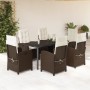 Set comedor de jardín 7 pzas con cojines ratán sintético marrón en Conjuntos de jardín | Comprar online en Foru.es