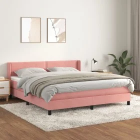 Cama box spring con colchón terciopelo rosa 160x200 cm de , Camas y somieres - Ref: Foro24-3130912, Precio: 452,33 €, Descuen...