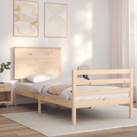 Estructura de cama con cabecero madera maciza 100x200 cm de , Camas y somieres - Ref: Foro24-3195211, Precio: 116,09 €, Descu...