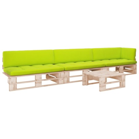 Muebles de palets 4 pzas y cojines madera pino impregnada de , Conjuntos de jardín - Ref: Foro24-3066755, Precio: 393,21 €, D...