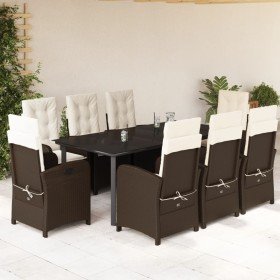 Set comedor para jardín 9 pzas y cojines ratán sintético marrón en Conjuntos de jardín | Comprar online en Foru.es