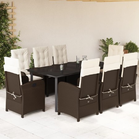Set comedor para jardín 9 pzas y cojines ratán sintético marrón en Conjuntos de jardín | Comprar online en Foru.es